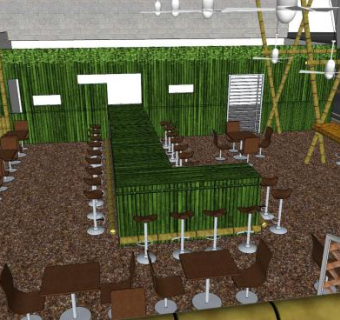 自然风格咖啡店SU模型下载_sketchup草图大师SKP模型