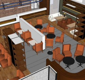 悦生活主题餐厅SU模型下载_sketchup草图大师SKP模型