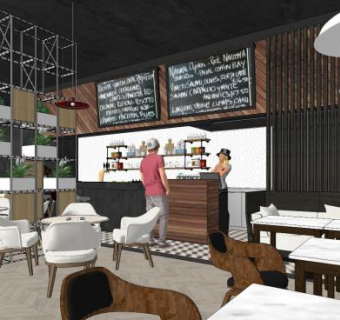简欧休闲咖啡店SU模型下载_sketchup草图大师SKP模型