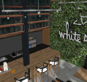 北欧休闲咖啡店SU模型下载_sketchup草图大师SKP模型