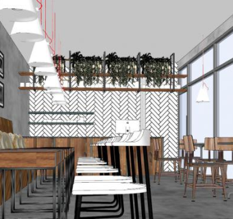 简欧风格咖啡厅SU模型下载_sketchup草图大师SKP模型