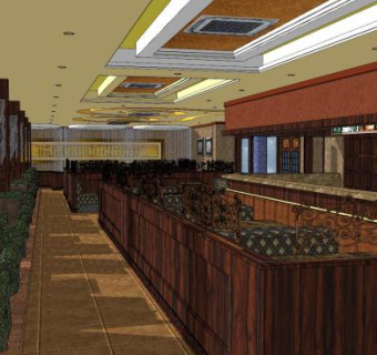 复古风格咖啡店SU模型下载_sketchup草图大师SKP模型