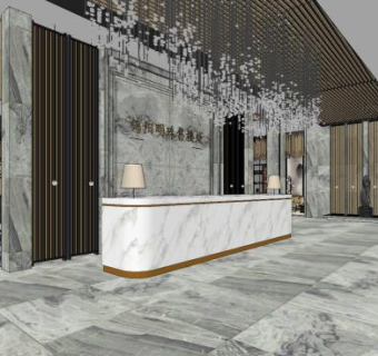 锦阳明珠售楼处前台SU模型下载_sketchup草图大师SKP模型