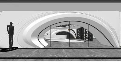 现代办公大堂前台SU模型下载_sketchup草图大师SKP模型