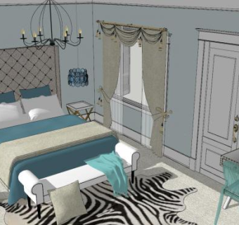 装饰主义卧室室内SU模型下载_sketchup草图大师SKP模型