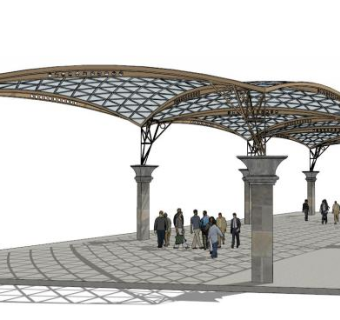 金属廊架su模型下载_sketchup草图大师SKP模型
