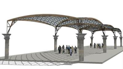 金属廊架su模型下载_sketchup草图大师SKP模型