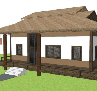 茅草屋别墅su模型下载_sketchup草图大师SKP模型