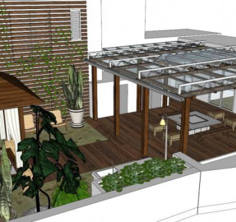 阳台小花园su模型下载_sketchup草图大师SKP模型