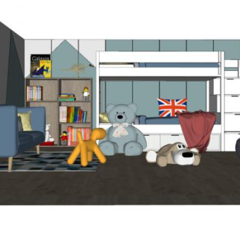 北欧儿童房室内SU模型下载_sketchup草图大师SKP模型