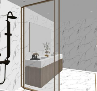 现代轻奢浴室SU模型下载_sketchup草图大师SKP模型