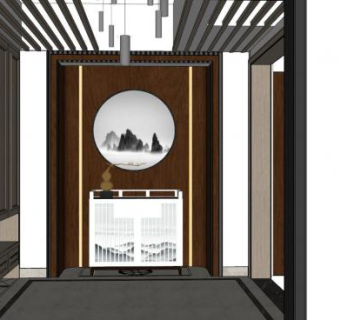 仿古门厅su模型下载_sketchup草图大师SKP模型