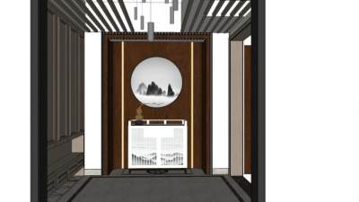 仿古门厅su模型下载_sketchup草图大师SKP模型