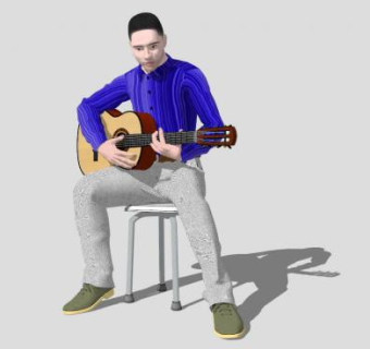 弹吉他的人SU模型下载_sketchup草图大师SKP模型