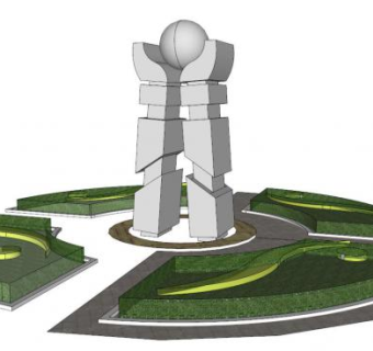 校园广场雕塑SU模型下载_sketchup草图大师SKP模型