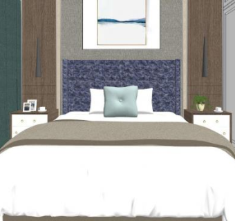 北欧卧室设计SU模型下载_sketchup草图大师SKP模型