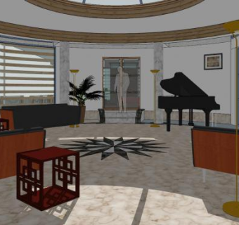 现代公寓客厅sketchup模型下载_sketchup草图大师SKP模型