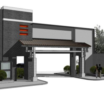入口处SU模型下载_sketchup草图大师SKP模型