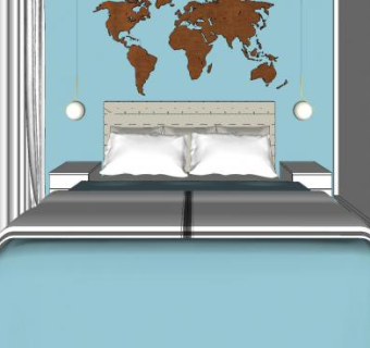 现代简约卧室sketchup模型下载_sketchup草图大师SKP模型