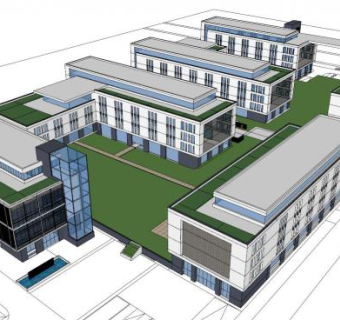 厂房办公楼su模型下载_sketchup草图大师SKP模型