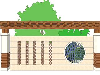 木头景观墙su模型下载_sketchup草图大师SKP模型