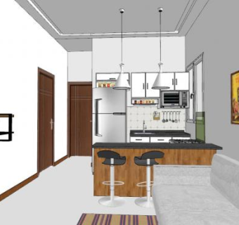 现代简约客餐厅sketchup模型下载_sketchup草图大师SKP模型