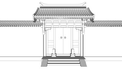 四合院门su模型下载_sketchup草图大师SKP模型