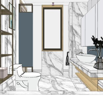 现代轻奢大理石浴室SU模型下载_sketchup草图大师SKP模型