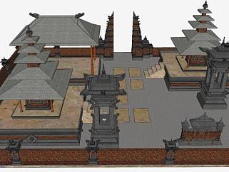 寺庙围墙su模型下载_sketchup草图大师SKP模型