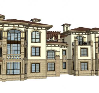 地中海住宅su模型下载_sketchup草图大师SKP模型