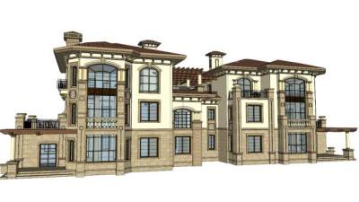 地中海住宅su模型下载_sketchup草图大师SKP模型