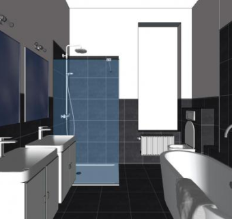 现代简约浴室设计SU模型下载_sketchup草图大师SKP模型