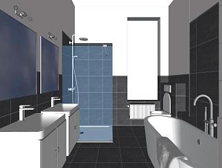 现代简约浴室设计SU模型下载_sketchup草图大师SKP模型
