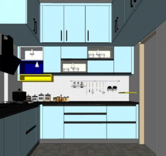 小清新厨房设计SU模型下载_sketchup草图大师SKP模型