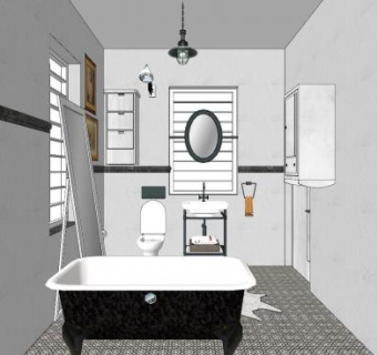 现代轻奢浴室设计SU模型下载_sketchup草图大师SKP模型