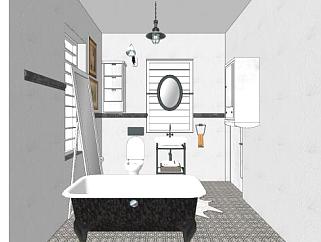 现代轻奢浴室设计SU模型下载_sketchup草图大师SKP模型