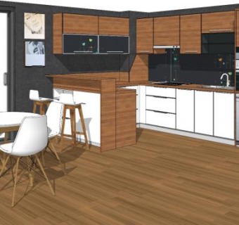 北欧简约厨房SU模型下载_sketchup草图大师SKP模型