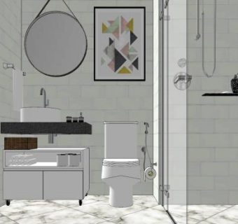 北欧简约浴室SU模型下载_sketchup草图大师SKP模型