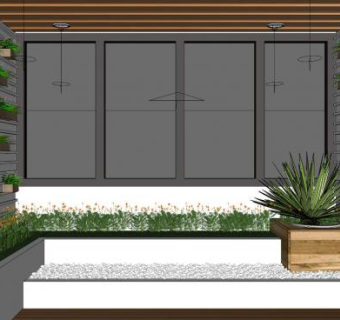 现代阳台绿植花园SU模型下载_sketchup草图大师SKP模型