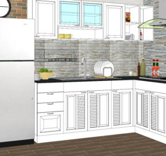 现代简欧厨房厨具SU模型下载_sketchup草图大师SKP模型