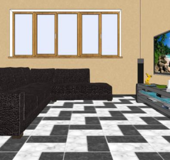 简约客厅SKP模型下载_sketchup草图大师SKP模型