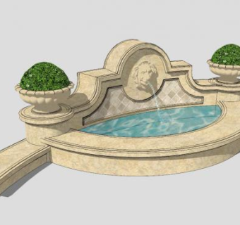 法式庭院景墙su模型下载_sketchup草图大师SKP模型