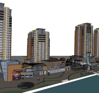 临街商铺su模型下载_sketchup草图大师SKP模型