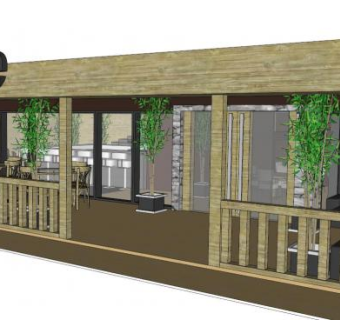 木质咖啡厅su模型下载_sketchup草图大师SKP模型