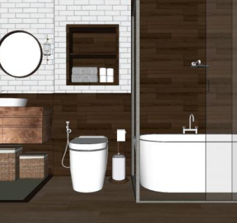 现代简约设计浴室SU模型下载_sketchup草图大师SKP模型