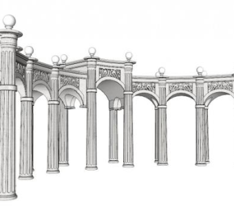 西式长廊su模型下载_sketchup草图大师SKP模型