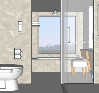 现代简约大理石浴室SU模型下载_sketchup草图大师SKP模型