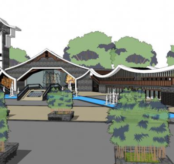 古镇入口大门su模型下载_sketchup草图大师SKP模型