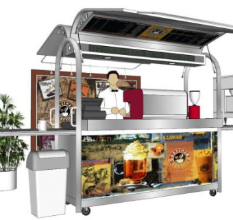 咖啡车su模型下载_sketchup草图大师SKP模型