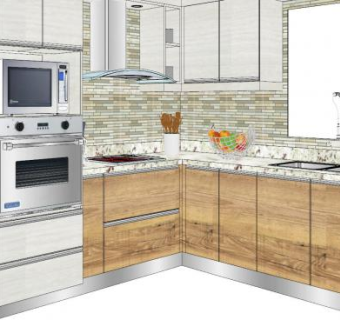 简欧风厨房SU模型下载_sketchup草图大师SKP模型